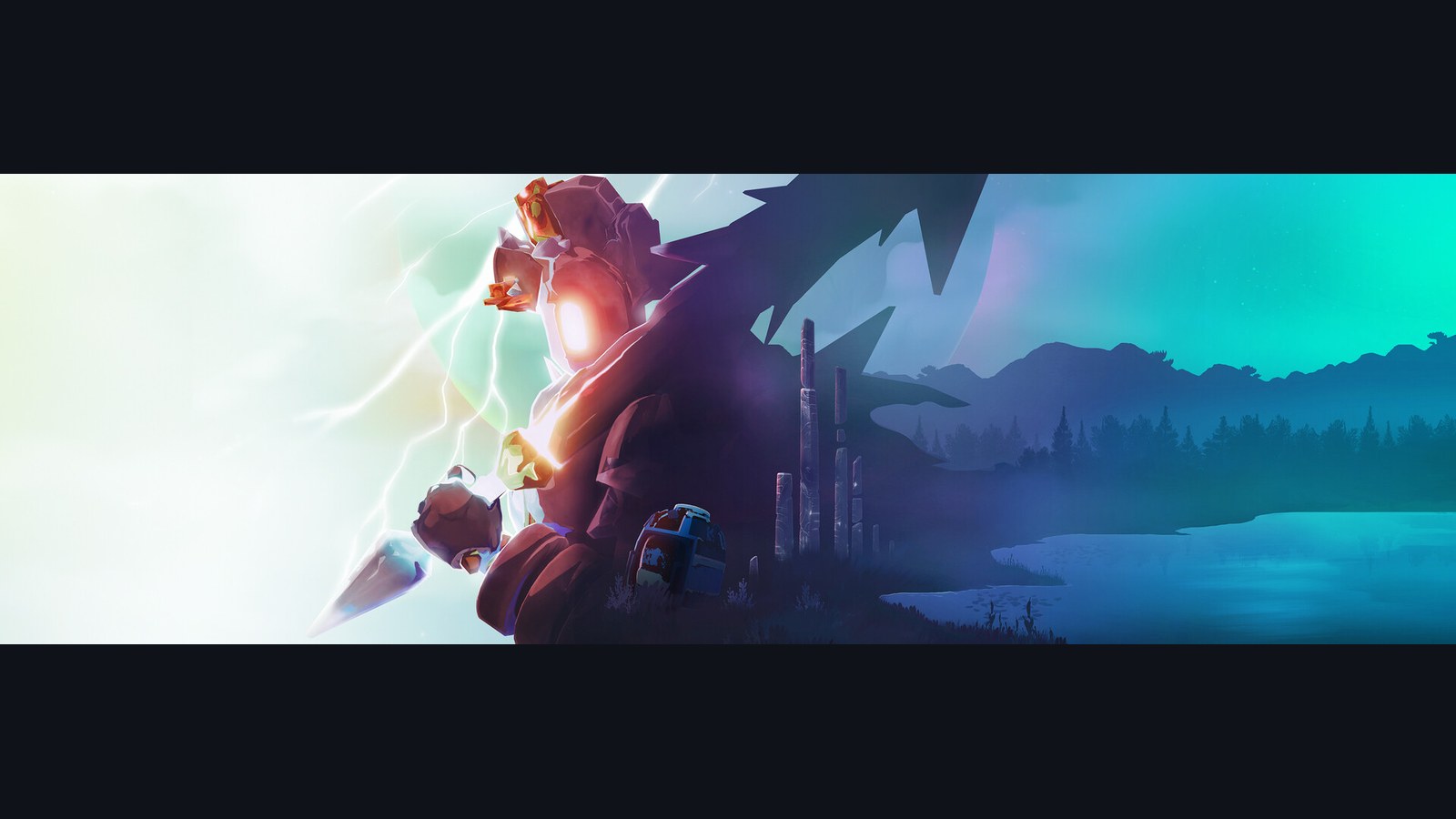 Arte de Seekers of the Storm: el Hijo Falso entre relámpagos.