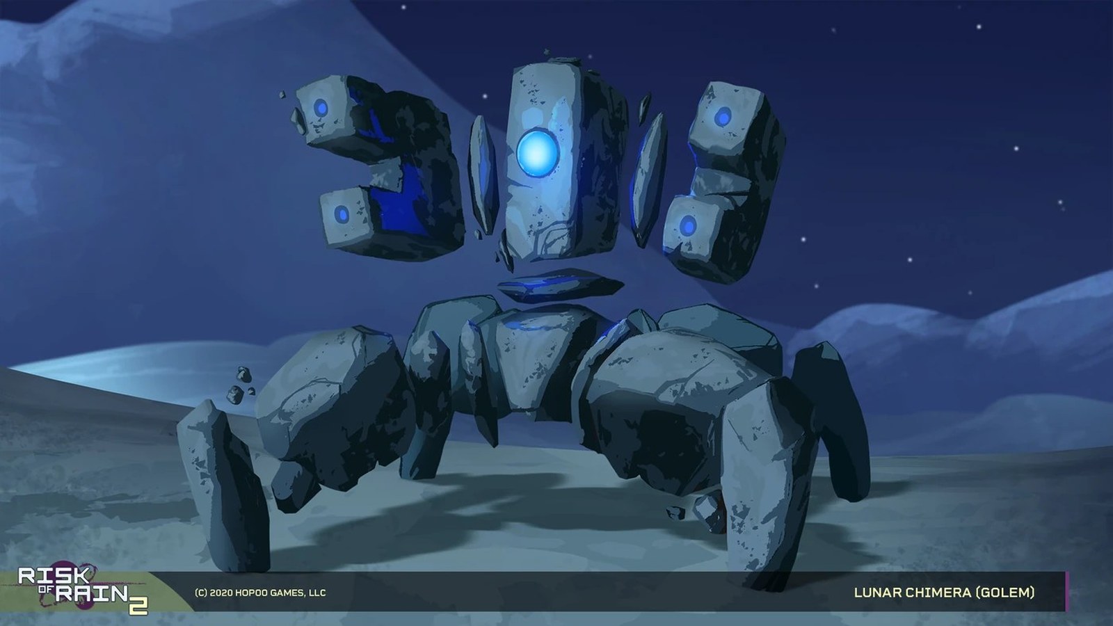 Arte conceptual de la quimera lunar (gólem).